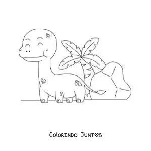 Desenho para colorir de dinossauro de pescoço comprido bebê animado