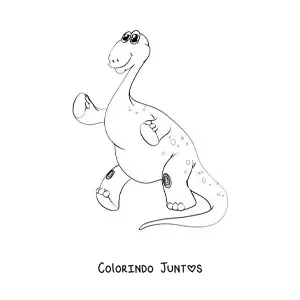Desenho para colorir de dinossauro de pescoço comprido em duas patas