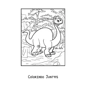 Desenho para colorir de dinossauro de pescoço comprido muito grande