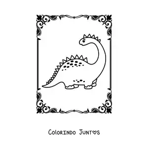 Desenho para colorir de dinossauro de pescoço comprido bonito animado