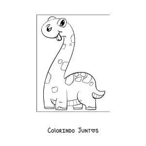 Desenho para colorir de dinossauro de pescoço comprido engraçado em desenho
