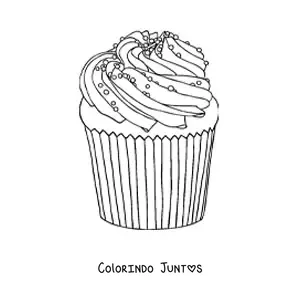 Desenho para colorir de um cupcake realista com glace