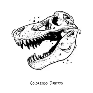 Desenho para colorir de crânio de um tiranossauro rex