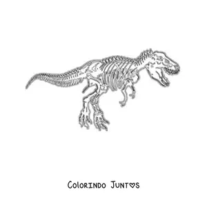Desenho para colorir de esqueleto de um tiranossauro rex