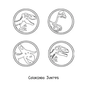 Desenho para colorir de fósseis de dinossauros