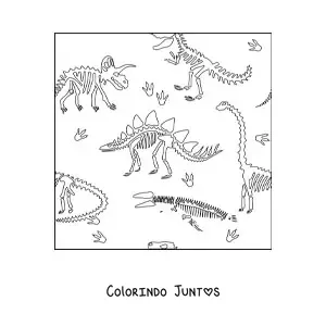 Desenho para colorir de ossos de dinossauros