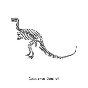 Desenho para colorir de esqueleto de um dinossauro