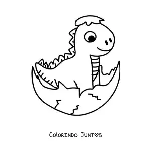 Desenho para colorir de dinossauro bebê fofo animado em um ovo