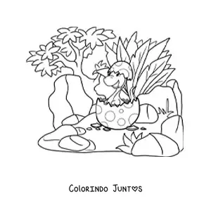 Desenho para colorir de dinossauro saindo do ovo