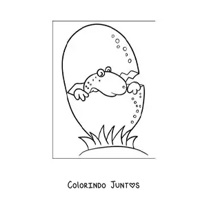 Desenho para colorir de dinossauro animado saindo do ovo