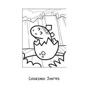 Desenho para colorir de dinossauro fácil saindo do ovo