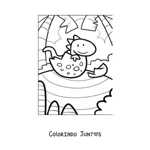 Desenho para colorir de desenho de um dinossauro saindo do ovo