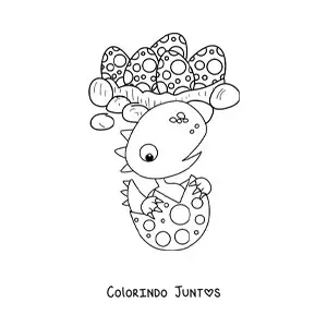 Desenho para colorir de ovos de dinossauro com bebê fofo