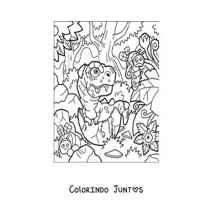 Desenho para colorir de dinossauro carnívoro saindo do ovo