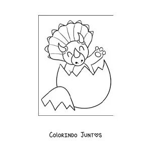 Desenho para colorir de tricerátops bebê saindo do ovo