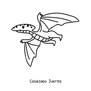 Desenho para colorir de dinossauro voador kawaii