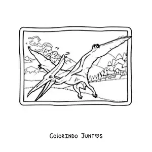Desenho para colorir de dinossauro voador realista