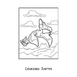 Desenho para colorir de dinossauro voador voando