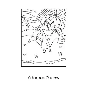 Desenho para colorir de dinossauro voador animado fácil