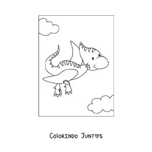 Desenho para colorir de dinossauro voador bebê fofo