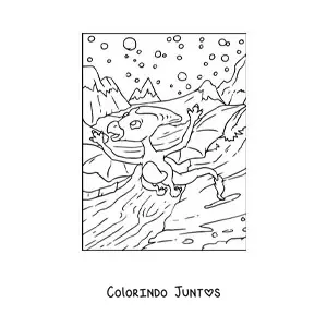 Desenho para colorir de dinossauro voador bonito voando