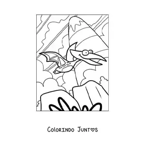 Desenho para colorir de um dinossauro voador em desenho animado