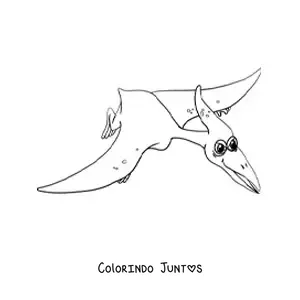 Desenho para colorir de dinossauro voador animado