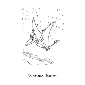 Desenho para colorir de dinossauro voador em desenho animado