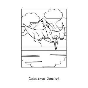 Desenho para colorir de dinossauro voador simples