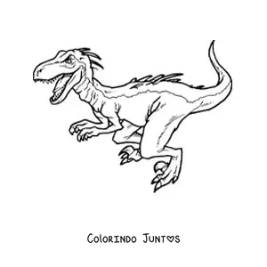 Desenho para colorir do rugido de um velociraptor