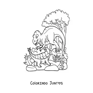 Desenho para colorir de dinossauro carnívoro vs herbívoro