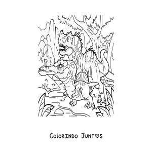 Desenho para colorir de dinossauros carnívoros perigosos