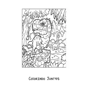 Desenho para colorir de dinossauro carnívoro bebê e herbívoro