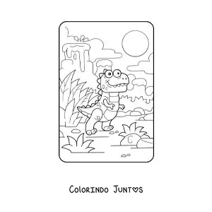 Desenho para colorir de dinossauro carnívoro bebê animado