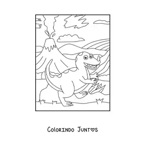 Desenho para colorir de dinossauro carnívoro terrestre animado