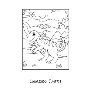 Desenho para colorir de dinossauro carnívoro bípede fofo