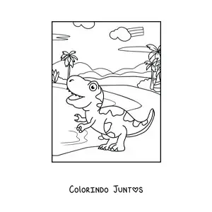 Desenho para colorir de dinossauro carnívoro bebê pequeno