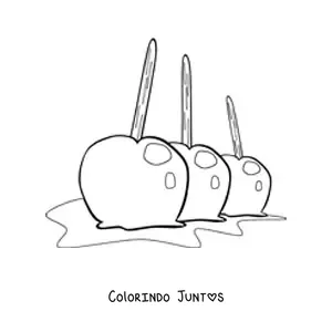 Desenho para colorir de três maçãs do amor