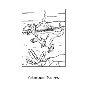 Desenho para colorir de dinossauro carnívoro pequeno e perigoso
