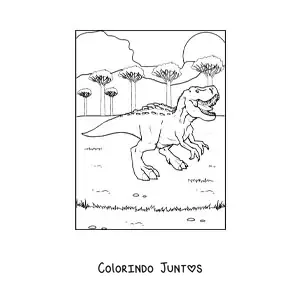 Desenho para colorir de dinossauro carnívoro perigoso rugindo