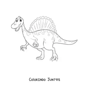 Desenho para colorir de dinossauro carnívoro animado sorrindo