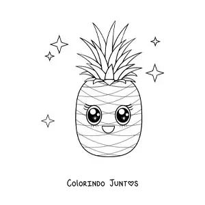 Desenho para colorir de abacaxi kawaii grande