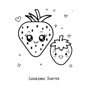Desenho para colorir de morangos kawaii grandes