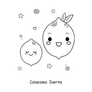 Desenho para colorir de limões kawaii grandes