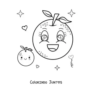 Desenho para colorir de laranjas kawaii grandes