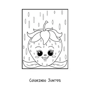 Desenho para colorir de morango kawaii animado