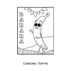 Desenho para colorir de banana kawaii animada