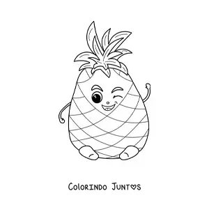 Desenho para colorir de abacaxi kawaii animado