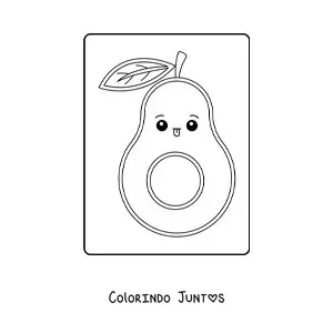 Desenho para colorir de abacate kawaii fácil