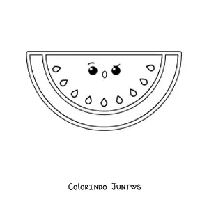 Desenho para colorir de melancia kawaii fácil